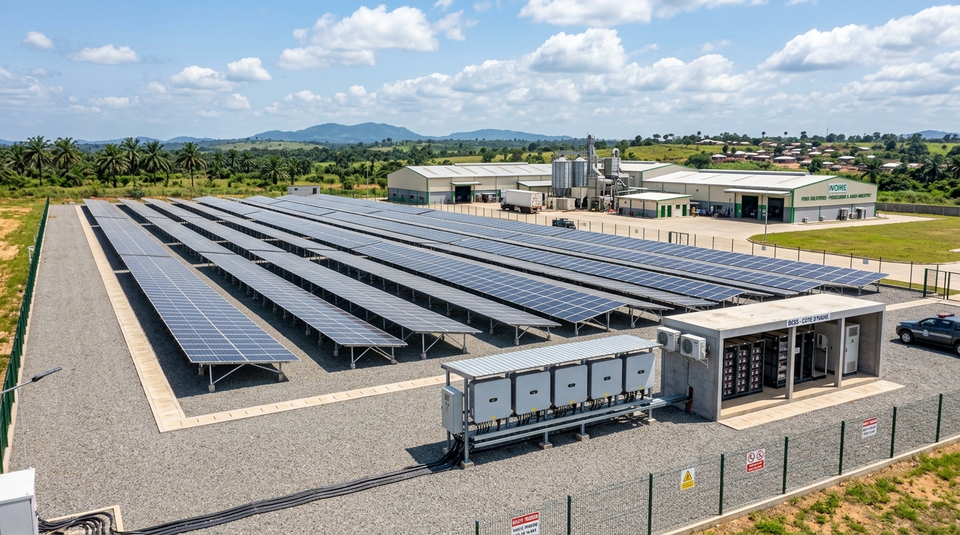 Centrale solaire hybride autonome 50 kWc pour site agro-industriel
